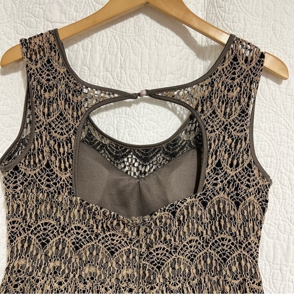PAPILLON Womens Brown Crochet Lace Lined Mini Dress, Size Large- #315 - Picture 6 of 13